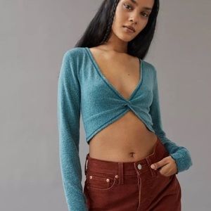 Urban Outfitters Claudia Twist Top in Green